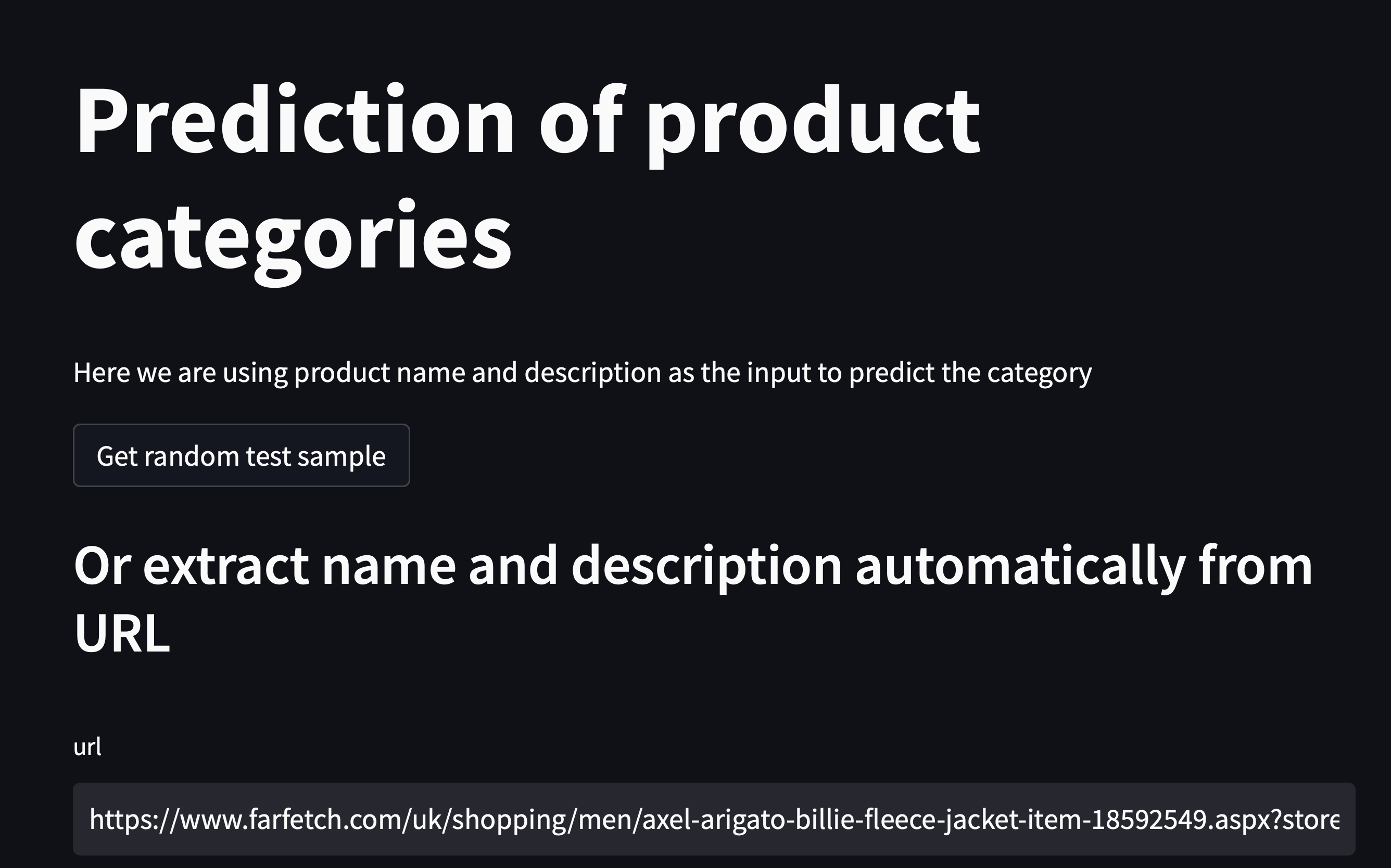 Classification of Product Categories